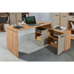 GECOMBINEERD BUREAU hout materiaal kamir, ambachtelijk eiken thumbnail 5