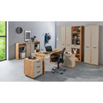 GECOMBINEERD BUREAU hout materiaal kamir, ambachtelijk eiken thumbnail 7