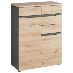 Ladekast, grafietkleuren, ambachtelijk eikenhout