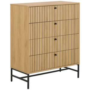 Ladekast, zwart, eikenkleur