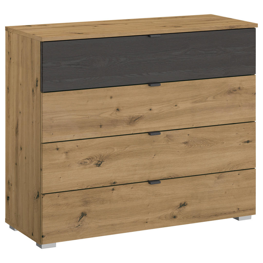 Ladekast, zwart, ambachtelijk eikenhout