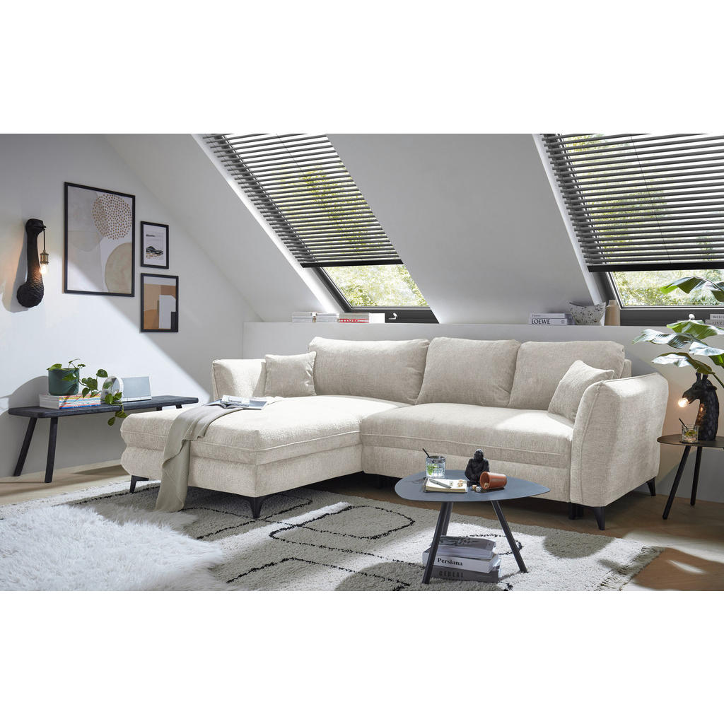 HOEKSET MET BEDDENGOED F, ivoorkleurig textiel
