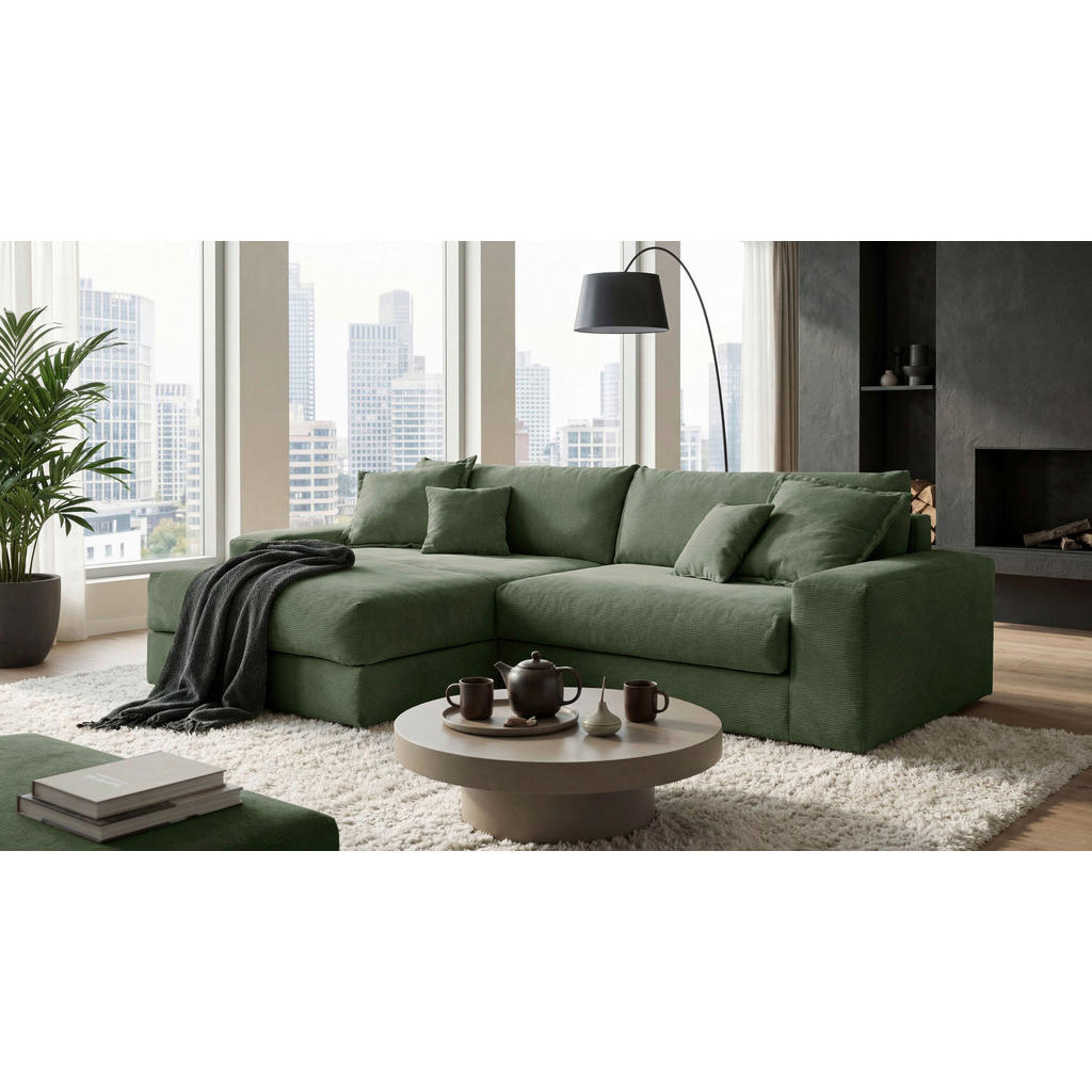 HOEKSET MET BEDDENGOED F, groen textiel