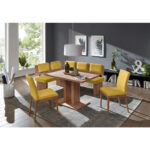 HOEKBANK, textiel, houtmateriaal, eikenkleur, mosterdgeel thumbnail 2