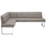 HOEKBANK, metaal, chroom, ecrukleurig textiel thumbnail 1