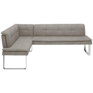 HOEKBANK, metaal, chroom, ecrukleurig textiel