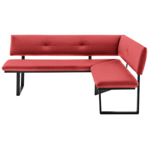 HOEKBANK, metaal, textiel rood, zwart