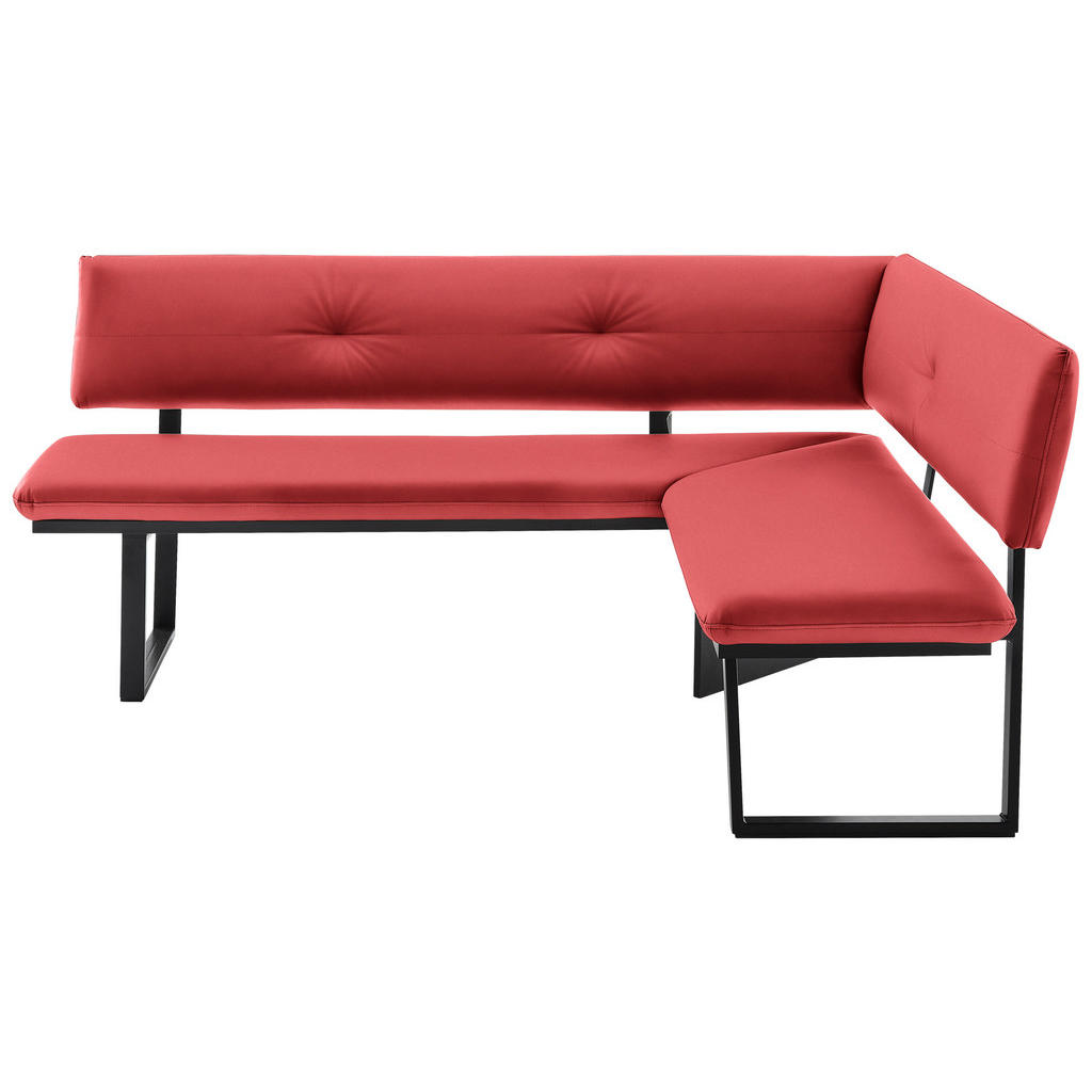 HOEKBANK, metaal, textiel rood, zwart