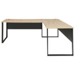 HOEKBUREAU metaal, houtmateriaal grafietkleur, ambachtelijk eikenhout thumbnail 2