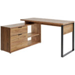 HOEKBUREAU metaal, houtmateriaal antraciet, eikenkleur thumbnail 1