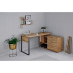 HOEKBUREAU metaal, houtmateriaal antraciet, eikenkleur thumbnail 6
