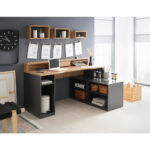 HOEKBUREAU, materiaal hout, antraciet, eikenkleur thumbnail 3
