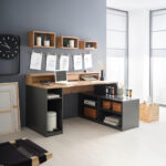 HOEKBUREAU, materiaal hout, antraciet, eikenkleur thumbnail 7
