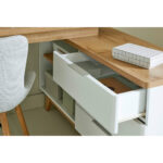 HOEKBUREAU, houten materiaal, wit, eikenkleur thumbnail 4