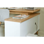 HOEKBUREAU, houten materiaal, wit, eikenkleur thumbnail 5