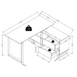 HOEKBUREAU hout, houtmateriaal wit, eikenkleur thumbnail 3