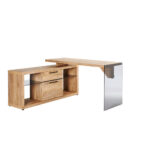 HOEKBUREAU glas, houtmateriaal eikenkleur thumbnail 1