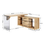 HOEKBUREAU glas, houtmateriaal eikenkleur thumbnail 3