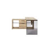 HOEKBUREAU glas, houtmateriaal eikenkleur thumbnail 4