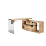 HOEKBUREAU glas, houtmateriaal eikenkleur thumbnail 5