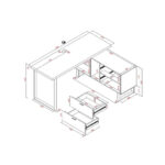 HOEKBureau metaal, houtmateriaal zwart, eikenkleur thumbnail 3