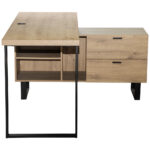 HOEKBureau metaal, houtmateriaal zwart, eikenkleur thumbnail 4