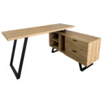 HOEKBureau metaal, houtmateriaal zwart, eikenkleur thumbnail 2