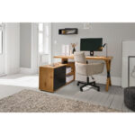 HOEKBureau metaal, houtmateriaal zwart, eikenkleur thumbnail 2