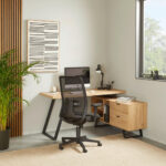HOEKBureau metaal, houtmateriaal zwart, eikenkleur thumbnail 3