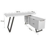 HOEKBureau metaal, houtmateriaal zwart, eikenkleur thumbnail 4