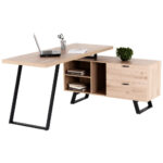 HOEKBureau metaal, houtmateriaal zwart, eikenkleur thumbnail 7