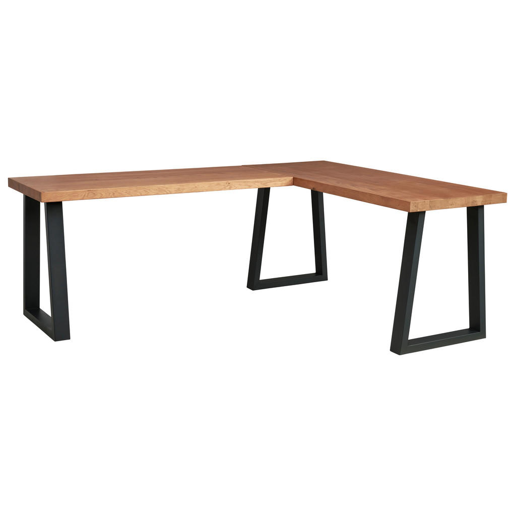 HOEKBureau hout, metaal, houtmateriaal zwart, eiken kleuren