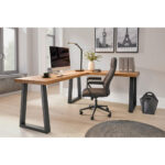 HOEKBureau hout, metaal, houtmateriaal zwart, eiken kleuren thumbnail 2