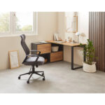 HOEKBUREAU, houten materiaal, grafietkleur, eikenkleur thumbnail 2