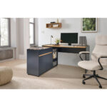HOEKBureau houtmateriaal zwart, eikenkleur thumbnail 2