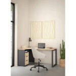 HOEKBUREAU, houtmateriaal, grijs, eikenkleur thumbnail 2