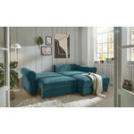 HOEKSTOELSET, geribbeld fluweel azuurblauw thumbnail 4