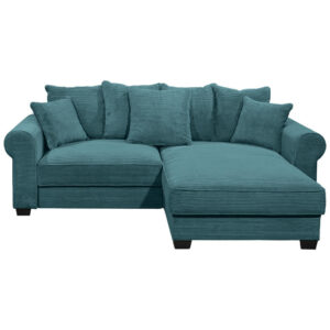 HOEKSTOELSET, geribbeld fluweel azuurblauw