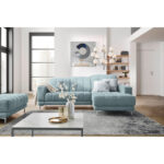HOEKSTOELSET, pastelblauwe stof thumbnail 2