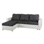HOEKSTOELSET, lederlook, stof zwart, wit thumbnail 1