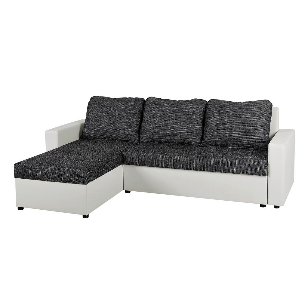HOEKSTOELSET, lederlook, stof zwart, wit