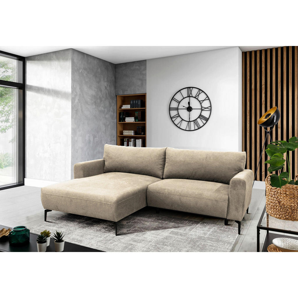 HOEKSTOELSET, gladde beige stof