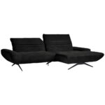 HOEKSTOELSET, zwart pluche materiaal thumbnail 5