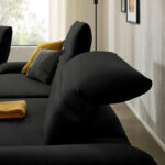 HOEKSTOELSET, zwart pluche materiaal thumbnail 6