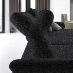 HOEKSTOELSET, chenille, gladde zwarte stof thumbnail 5