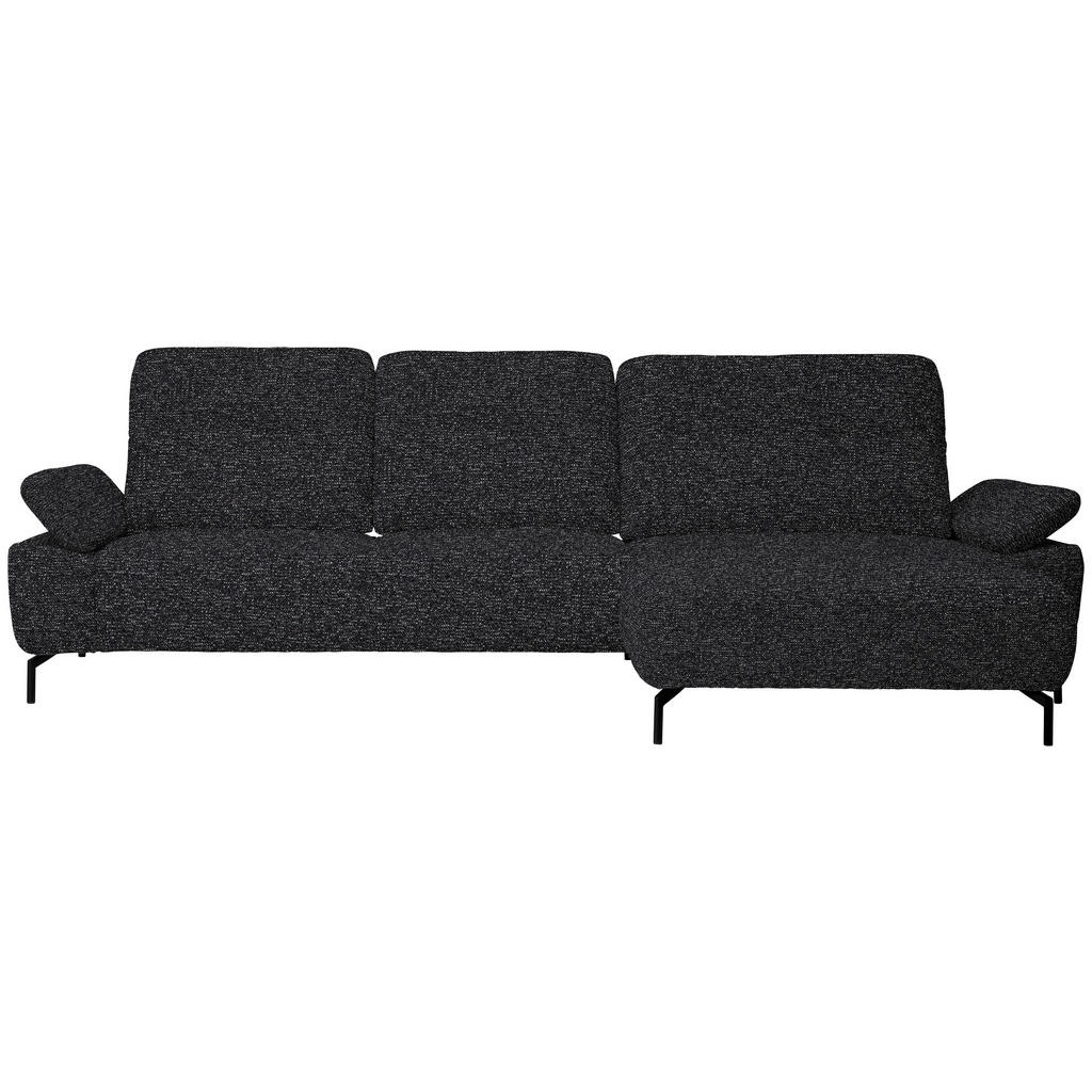 HOEKSTOELSET, chenille, gladde zwarte stof