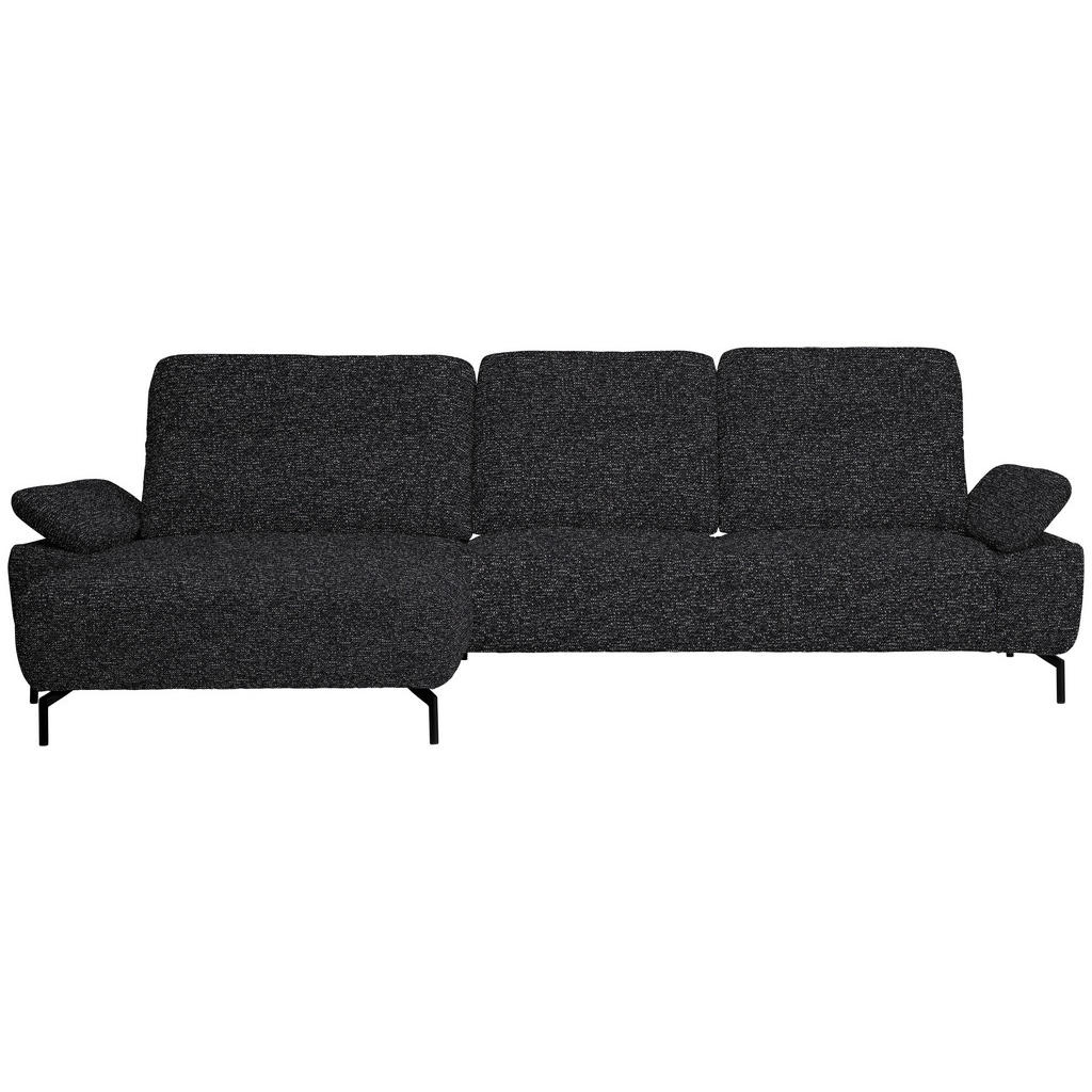 HOEKSTOELSET, chenille, gladde zwarte stof