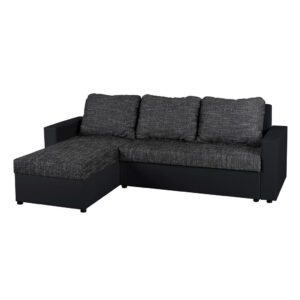 HOEKSTOELSET, lederlook, zwarte stof