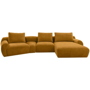 HOEKSTOELENSET, mosterdgele chenille