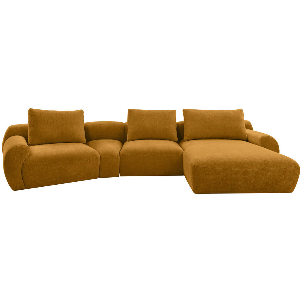 HOEKSTOELENSET, mosterdgele chenille